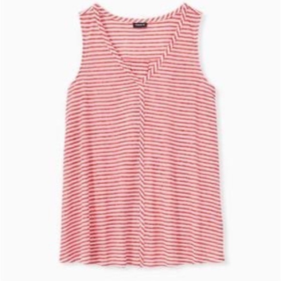Torrid Red And White Striped V Neck Jersey Tank - Picture 1 of 4